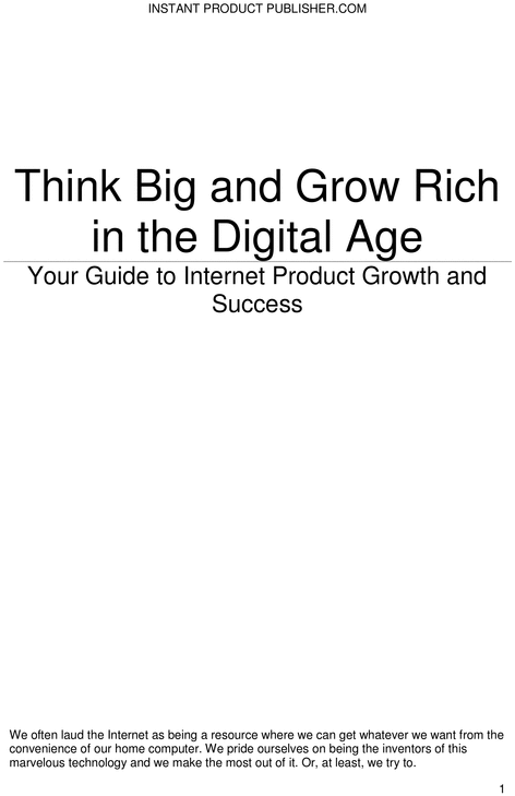 Product picture Thinking massive and Growing wealthy within the Digital Age